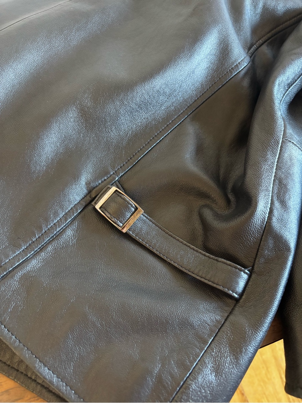 Vintage 100% Leather Jacket Collared Unisex - Picture 9 of 10